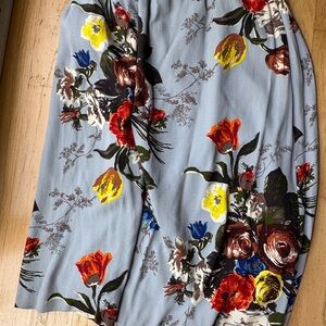 Boden Blue/Gray Floral Midi Skirt